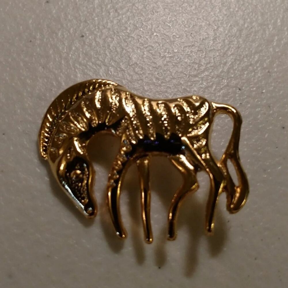 Zebra gold tone brooch scarf pin
